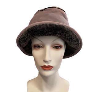 Owen Barry shearling bucket hat sheepskin lavender gray
